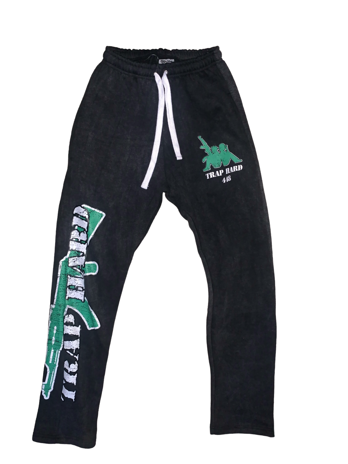 Trap Hard Acid Wash Green and Black Sweatpants