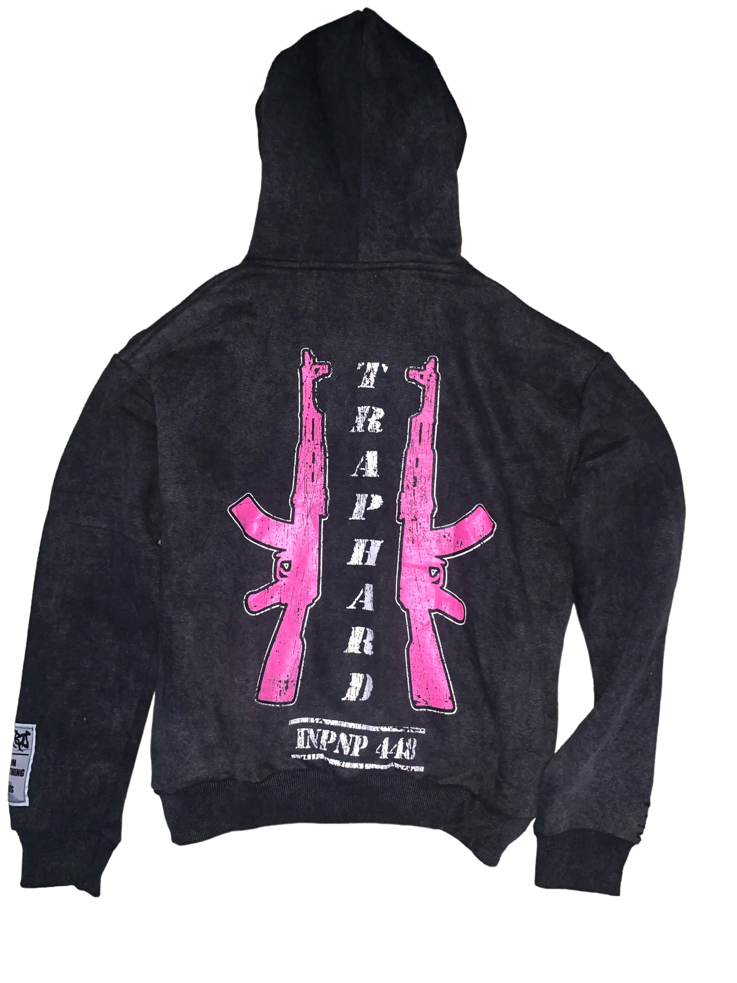 Trap Hard Acid Wash Pink and Black Hoodie