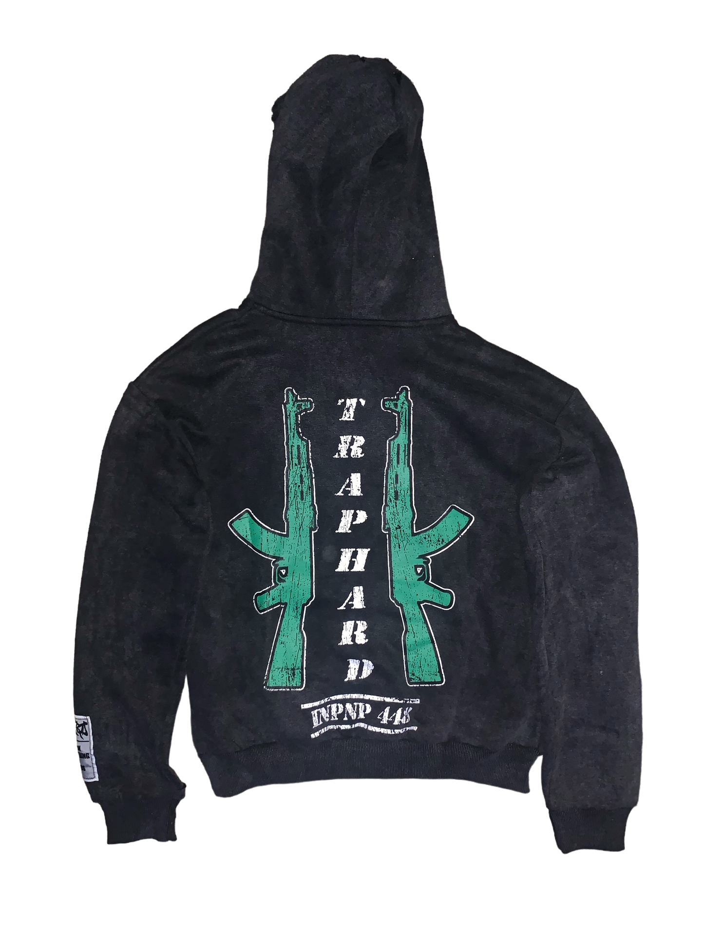 Trap Hard Acid Wash Green and Black Hoodie